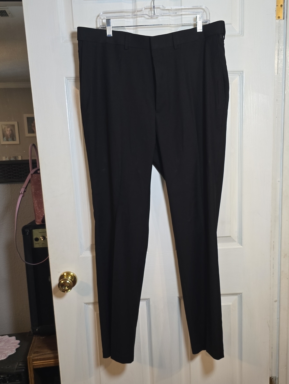 Saddlebred 38W X 32L Black Men's Dress Pants - Tailored Straight Leg